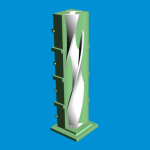 Een CAD-model van de 3D geprinte mal met daarin het gegoten beton (Afbeelding: Bruil).