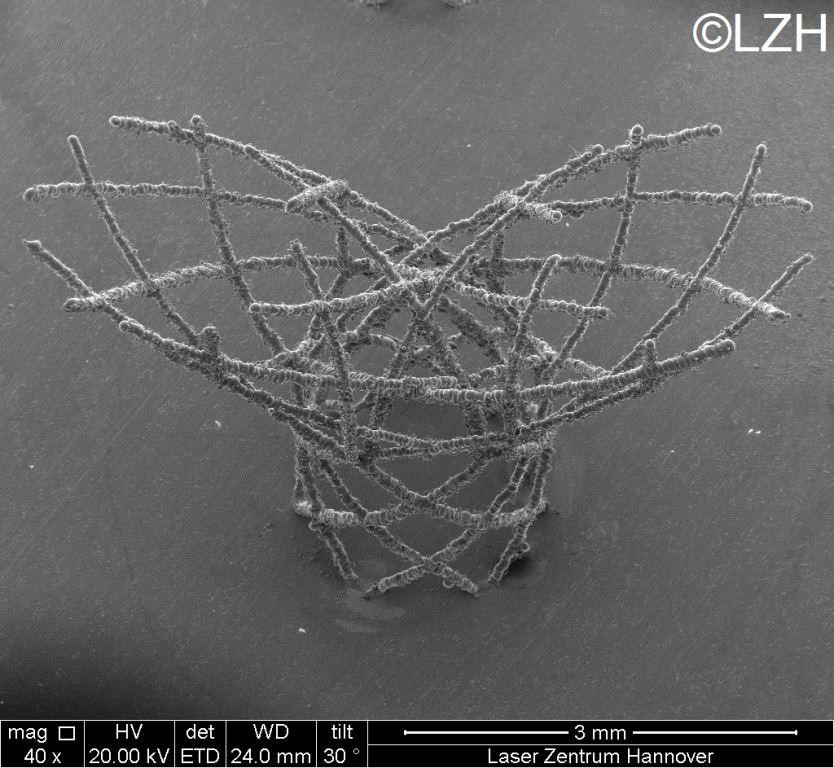 Deze microstent is 3D geprint met RVS 316