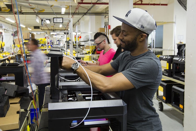 De nieuwe fabriek van Makerbot in Brooklyn (New York).